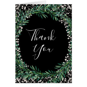 Cartões de agradecimentos de aquarela verde e flor