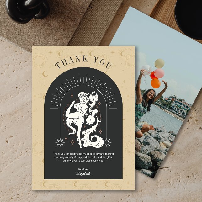 Cartões de agradecimentos de Arch Zodiac de Aquári (Mystic Aquarius Zodiac Arch Thank You Card)