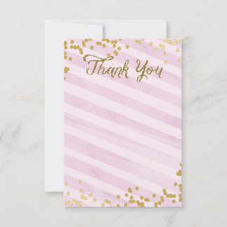 Cartões de agradecimentos de aspersão metálica ros
