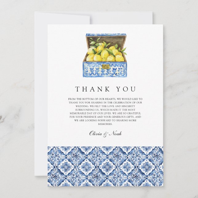 Cartões de agradecimentos de Azulejo de limão medi (Frente)