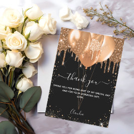 Cartões de agradecimentos de balões de ouro preto 