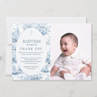 Cartões de agradecimentos de Batismo Azul, Design 