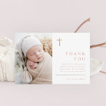 Cartões de agradecimentos de Batismo de Foto Minim<br><div class="desc">Orçamento Moderno e Minimalista Cartões de agradecimentos de batismo Dourado com simples tipografia e fotografia. Clique no botão editar para personalizar este design com seus detalhes.</div>