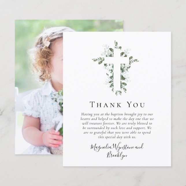 Cartões de agradecimentos de Batismo Fotográfico C (Frente/Verso)