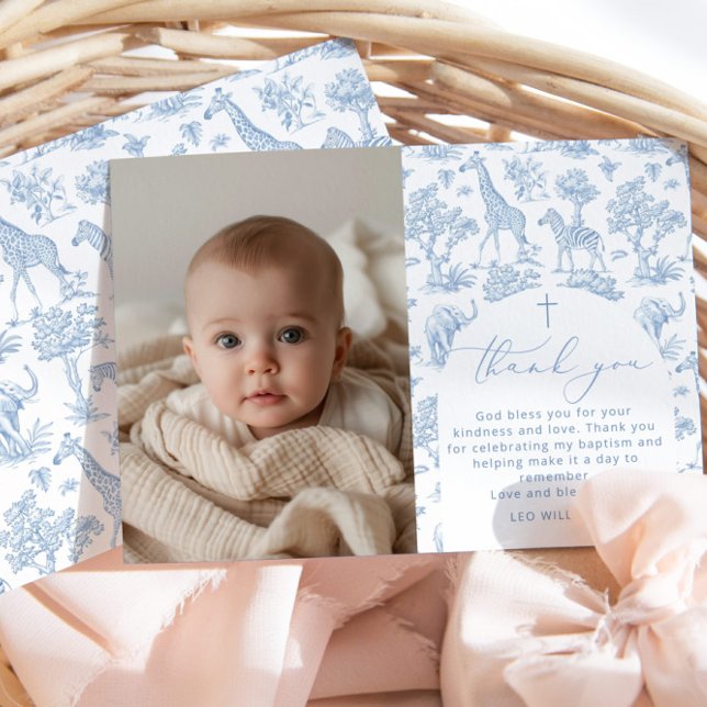 Cartões de agradecimentos de Batismo Toile Safari  (Criador carregado)