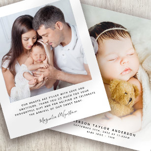Cartões de agradecimentos de Bebê de Foto Minimali