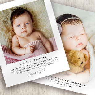 Cartões de agradecimentos de Bebê de Foto Minimali
