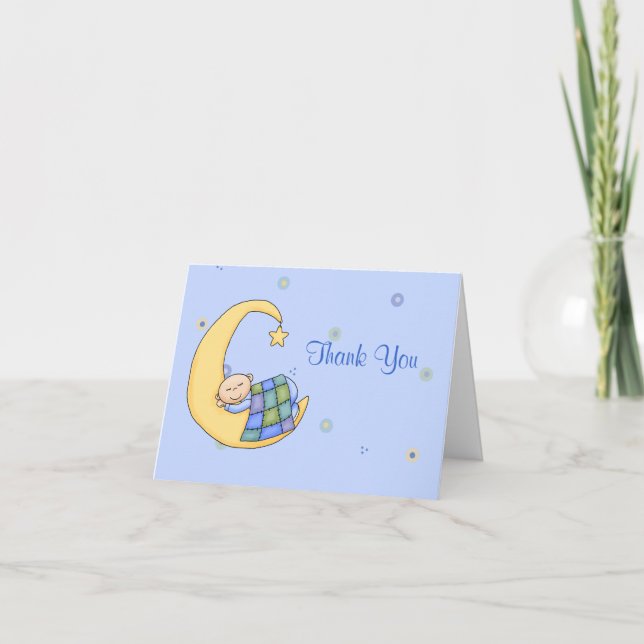 Cartões de agradecimentos de bebê e lua (Frente)