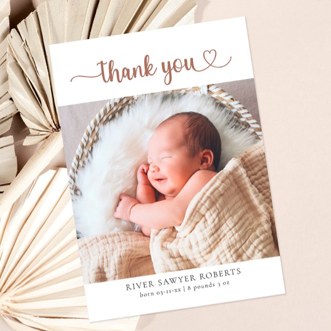 Cartões de agradecimentos de Bebê Fotográfico com  (Baby Photo Thank You Card)