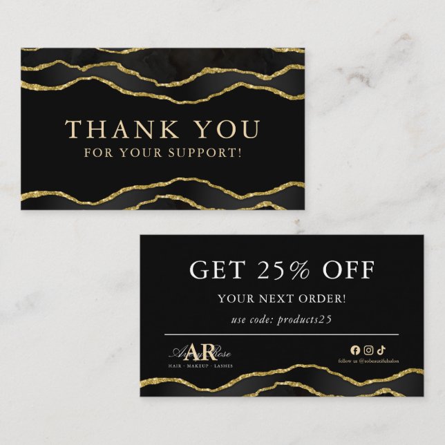 Cartões de agradecimentos de Bela Agata de Marble  (Frente/Verso)