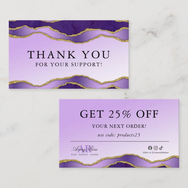 Cartões de agradecimentos de beleza violeta e Dour (Frente/Verso)