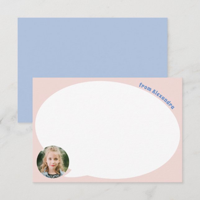 Cartões de agradecimentos de Bolha de Fala e Foto  (Frente/Verso)