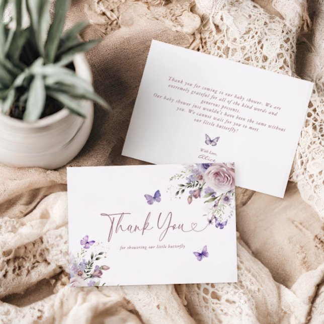 Cartões de agradecimentos de Borboleta Chá de fral (Criador carregado)