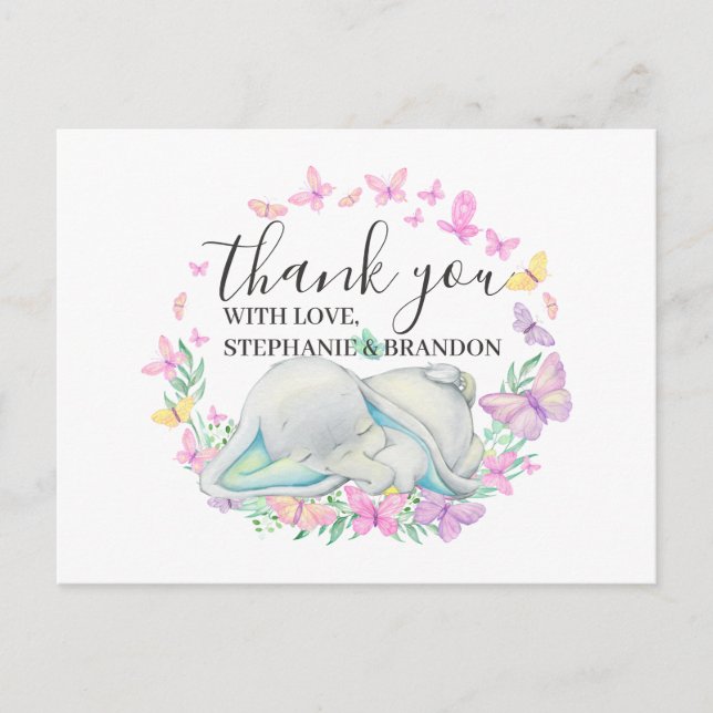 Cartões de agradecimentos de Borboletas de Elefant (Frente)