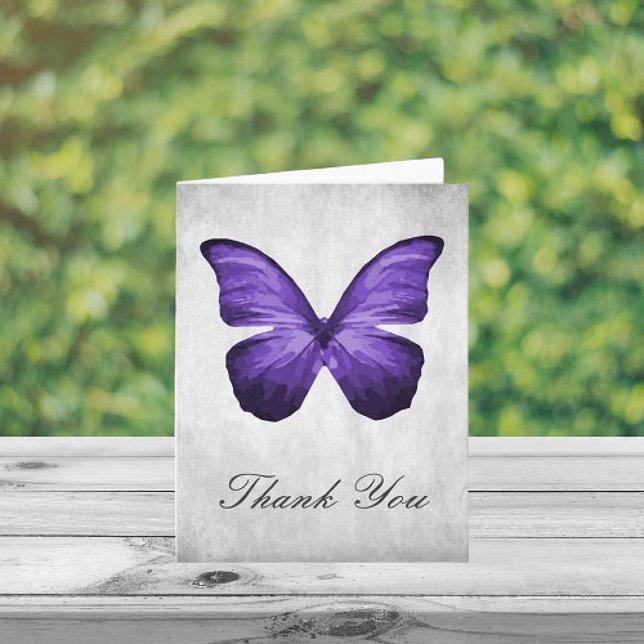 Cartões de agradecimentos de borboletas roxas (Purple Butterfly Thank you Card)