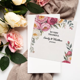 Cartões de agradecimentos de Buquê Floral Rosa