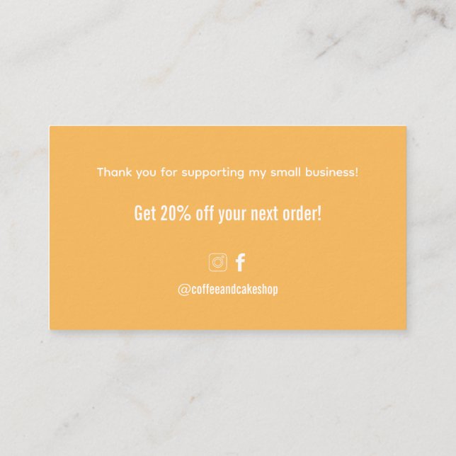 Cartões de agradecimentos de café e Compro de bolo (Verso)