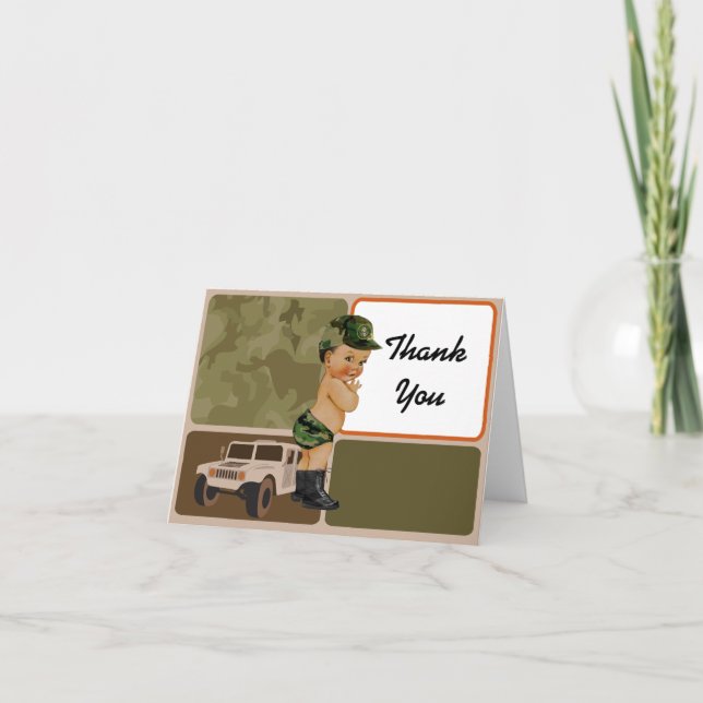 Cartões de agradecimentos de Camuflagem Verde do E (Frente)