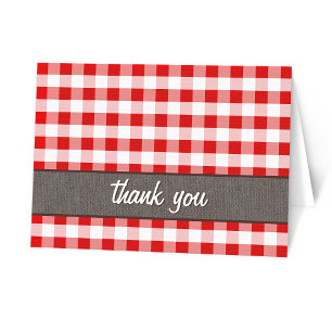 Cartões de agradecimentos de Canvas Red Gingham