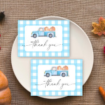 Cartões de agradecimentos de carrinho azul