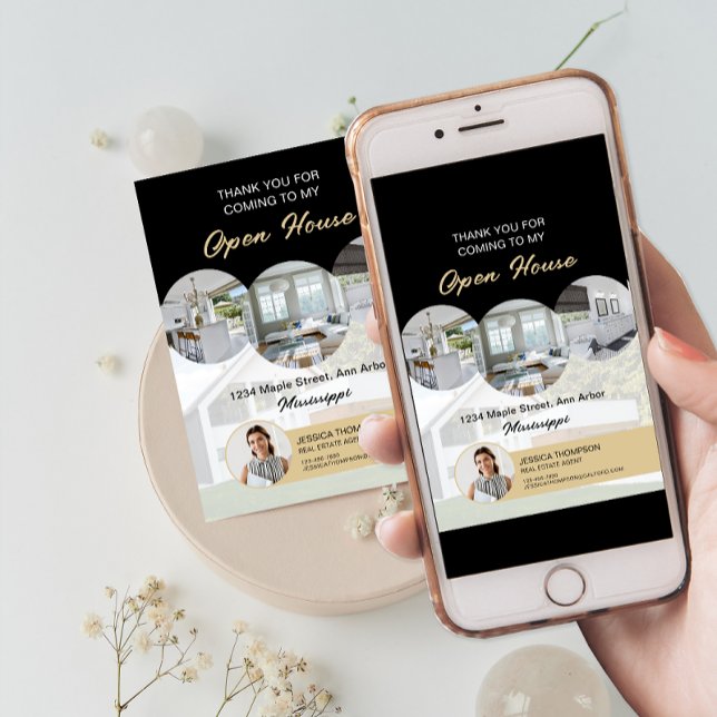 Cartões de agradecimentos de Casa Aberta de Imóvei (Custom Photo Real Estate Open House Thank You Card)