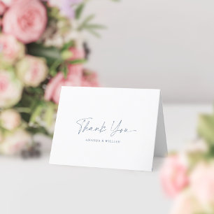 Cartões de agradecimentos de Casamento Azul Branco