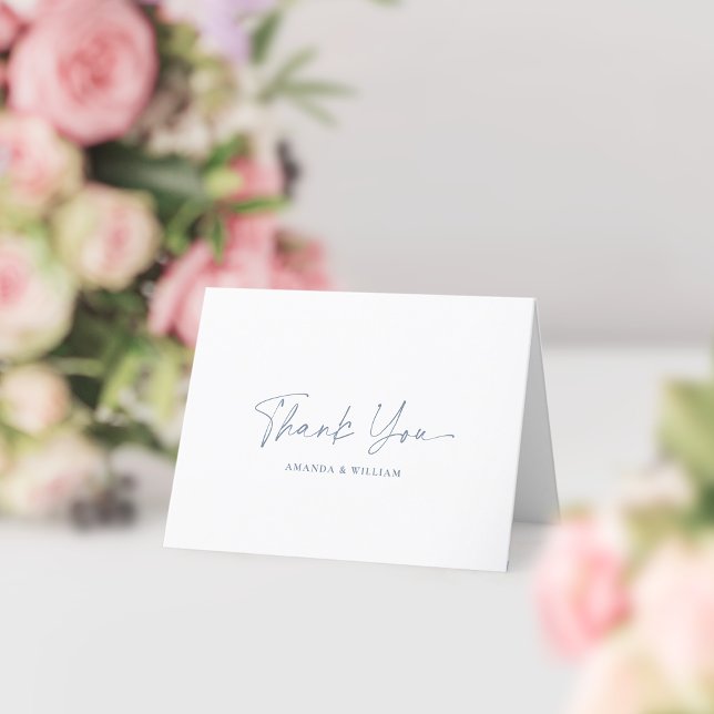 Cartões de agradecimentos de Casamento Azul Branco (Criador carregado)