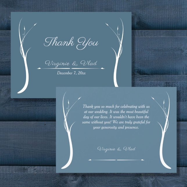 Cartões de agradecimentos de Casamento Azul Dusty (Dusty Blue Wedding Thank You Card)