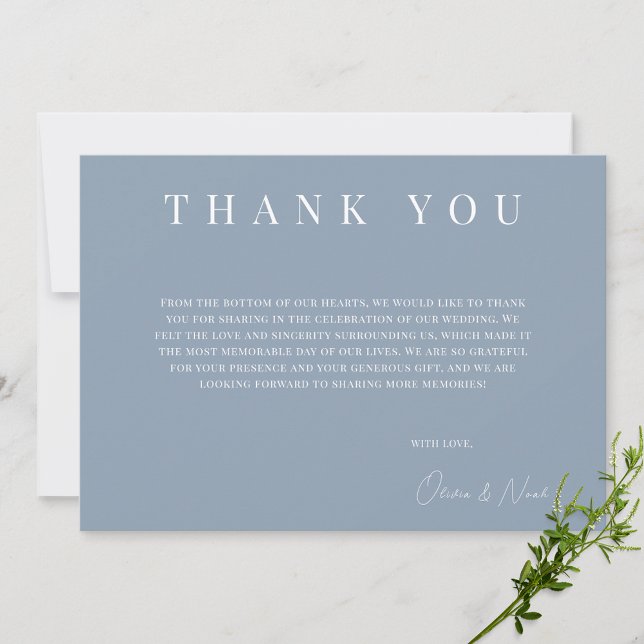 Cartões de agradecimentos de Casamento Azul Modern (Criador carregado)