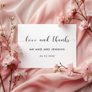 Cartões de agradecimentos de casamento branco e pr