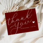 cartões de agradecimentos de casamento burgundy co<br><div class="desc">Um cartões de agradecimentos de casamento moderno com um maravilhoso roteiro branco sobre um fundo burgundy. Adicione um obrigado pessoal que você envia aos seus convidados.</div>