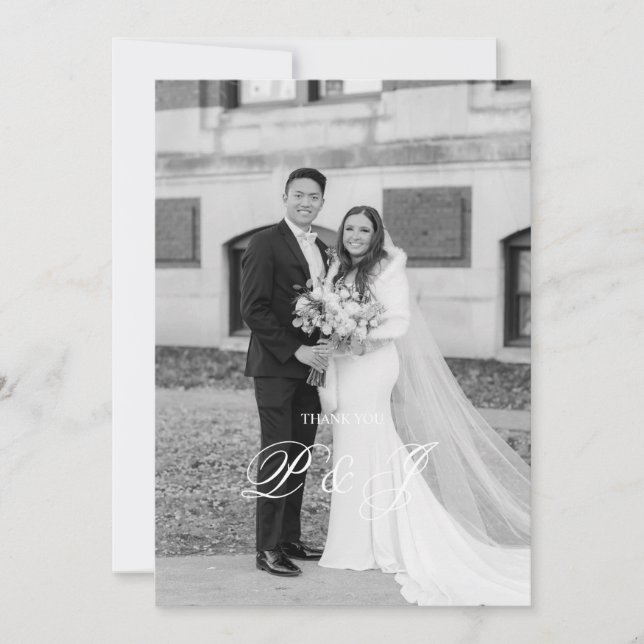 Cartões de agradecimentos de Casamento Clássico (Frente)