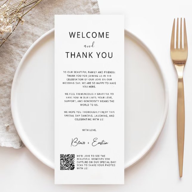 Cartões de agradecimentos de Casamento com Código  (Wedding Thank You Card with Qr Code,)