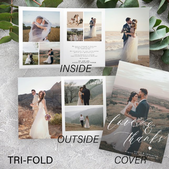 Cartões de agradecimentos de casamento com fotos m (Criador carregado)