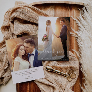 Cartões de agradecimentos de casamento com letras 