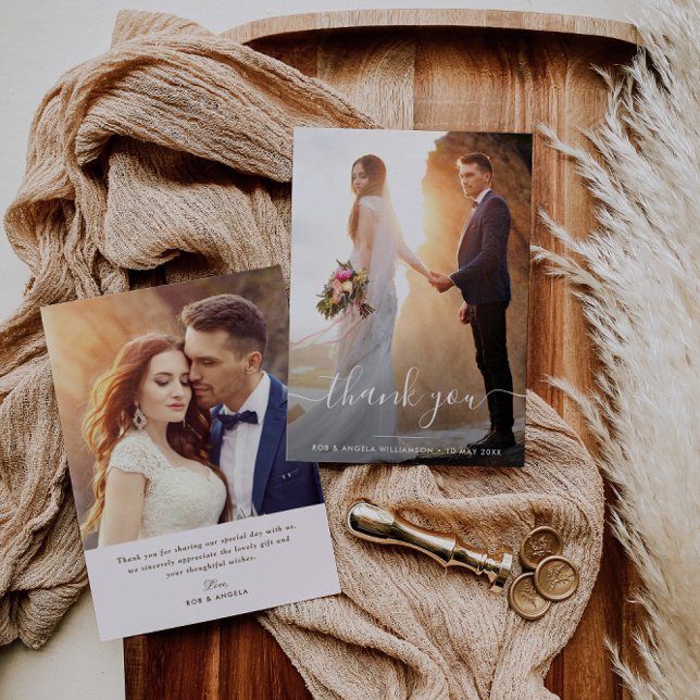 Cartões de agradecimentos de casamento com letras  (Criador carregado)