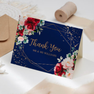 Cartões de agradecimentos de Casamento com rosa ve