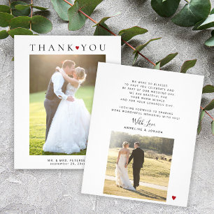 Cartões de agradecimentos de casamento de 2 fotos 