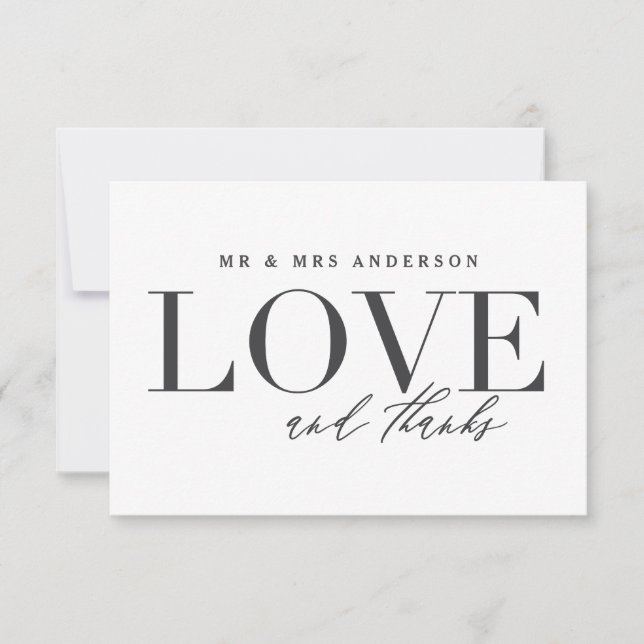 Cartões de agradecimentos de casamento de amor e o (Frente)