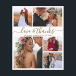 Cartões de agradecimentos de Casamento de Colagem<br><div class="desc">Mão Elegante Barata de Orçamento Letretada "Amor e obrigados" Script 5 Foto Collage Casamento Obrigado barato personalizado cartão fino de baixo orçamento. Obrigado de casamento moderno você modelo com cinco (5) fotos na frente e uma (1) foto na parte de trás. Na frente do artigo "Love and obrigados", um script...</div>