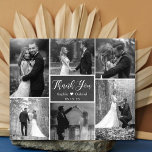 Cartões de agradecimentos de Casamento de Colagem<br><div class="desc">Arranjo de Mão Moderno, Russo, Lotado, Escuro Preto e Branco 6 Múltiplo Casamento de Colagem Fotográfica Obrigado Cartões com fotos Baratos. modelo de cartões de agradecimentos de casamento com seis (6) fotos na frente (usada filtro branco preto) e uma (1) foto no verso. Com o texto "obrigado você" em uma...</div>