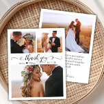 Cartões de agradecimentos de Casamento de Colagem<br><div class="desc">Casamento de Colagem de Fotos Elegante 3 do Esboço Moderno Elegante de Orçamento Obrigado Cartão fino barato de baixo orçamento de barato personalizado. modelo de cartões de agradecimentos de casamento com três (3) fotos na frente e uma (1) foto na parte traseira. Com o texto "Obrigado" em uma caligrafia irrepreensível...</div>
