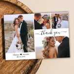 Cartões de agradecimentos De Casamento De Colagem<br><div class="desc">Orçamento, Mínimo Moderno Elegante Mínimo Manuscrito 4 Colagem de Fotos Casamento Agradecemos que você personalizou barato de baixo orçamento fino. modelo de cartões de agradecimentos de casamento com quatro fotos na frente e uma foto na parte traseira. ***POR FAVOR, NOTE! *** O PAPEL ORÇAMENTAL/FLYER É MAIS FINO DO PAPEL. ***...</div>