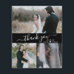 Cartões de agradecimentos de Casamento de Colagem<br><div class="desc">Orçamento, Colagem de Fotos Minimalista Moderna de Caligrafia 3 Moderna e Elegante Agradeço a você personalizar barato de baixo orçamento fino. Modelo de cartões de agradecimentos de casamento minimalista, na moda, com três (3) fotos na frente e uma (1) foto no verso. ***POR FAVOR, NOTE! *** O PAPEL ORÇAMENTAL/FLYER É...</div>