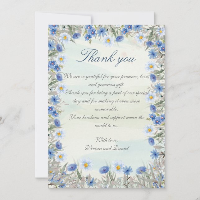 Cartões de agradecimentos de Casamento de Flor Sel (Frente)