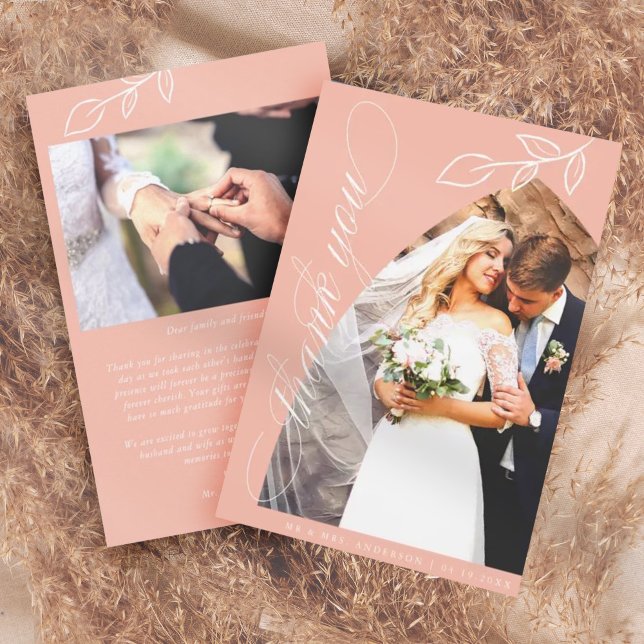 Cartões de agradecimentos De Casamento De Folha Bo (Criador carregado)