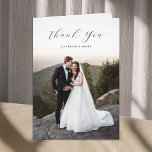 Cartões de agradecimentos de Casamento de Fotos de<br><div class="desc">Cartões de agradecimentos de Casamento de Fotos de Script Elegante Simples</div>