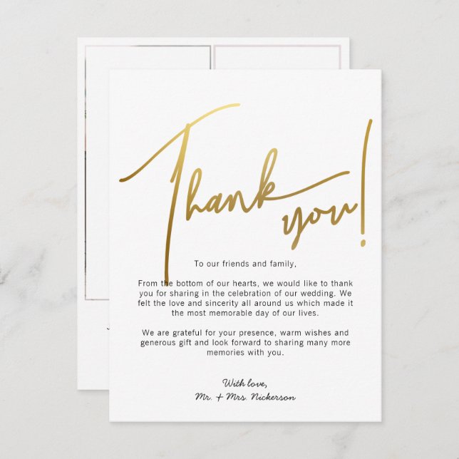 Cartões de agradecimentos de Casamento de Fotos Do (Frente/Verso)