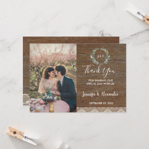 Cartões de agradecimentos de casamento de fotos em