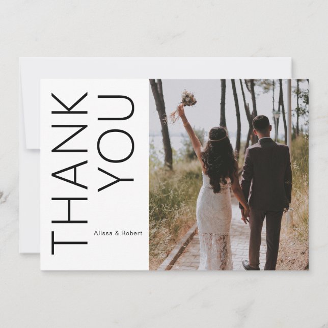 Cartões de agradecimentos de Casamento de Fotos Mo (Frente)